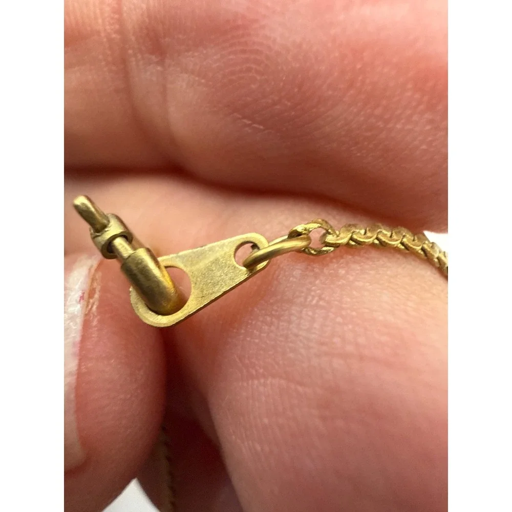 Vintage Gold Tone Curb Link Chain Necklace 16 Inch Minimalist Spring Ring Clasp